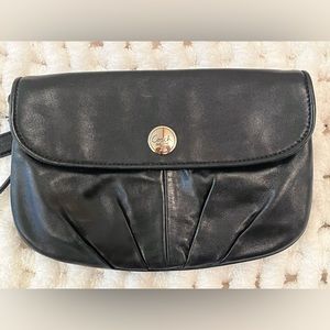 Coach Black Leather Pleated Clutch/ Wristlet